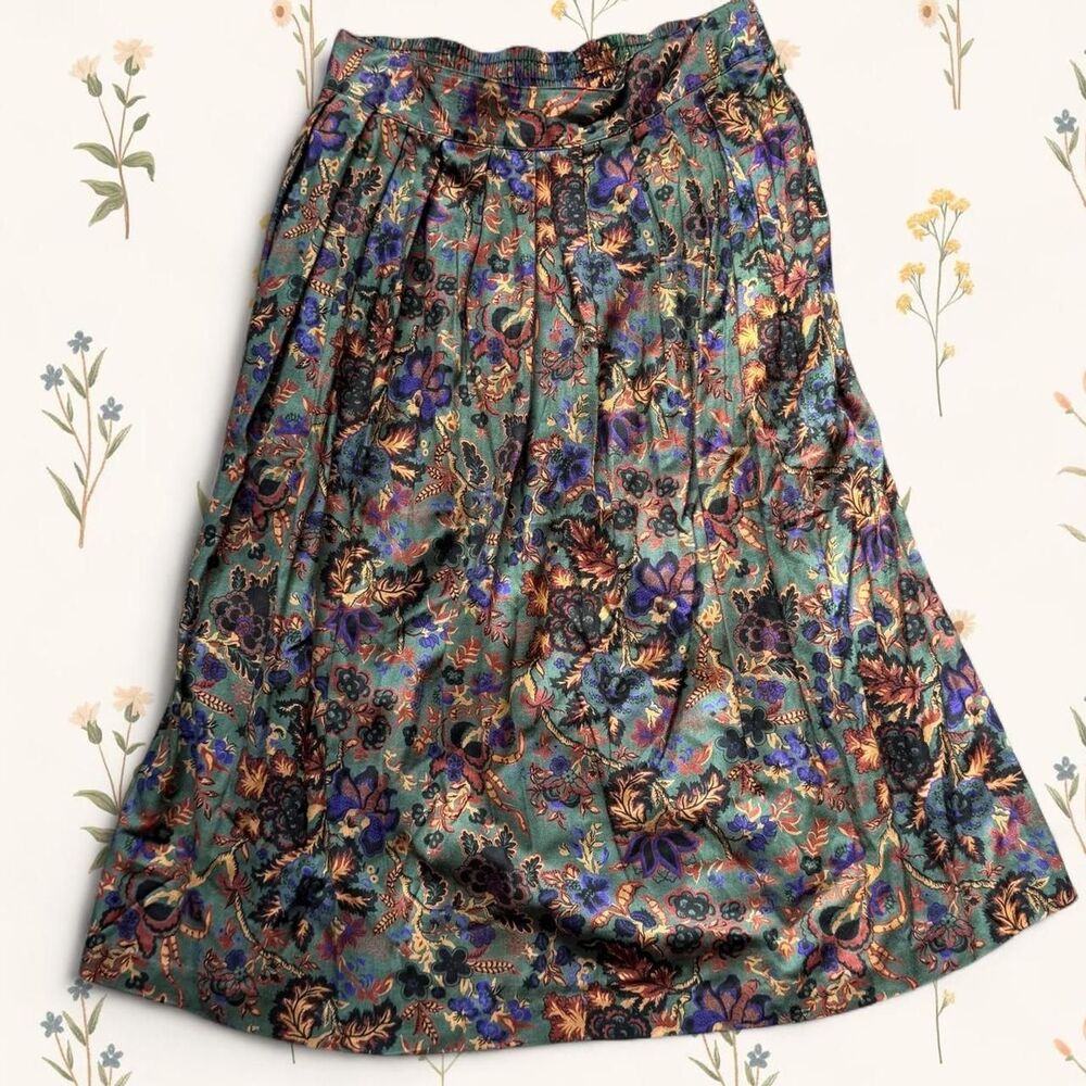 Vintage 90s Metro New York Floral Paisley Retro Revivalist Midi Skirt - Size 14